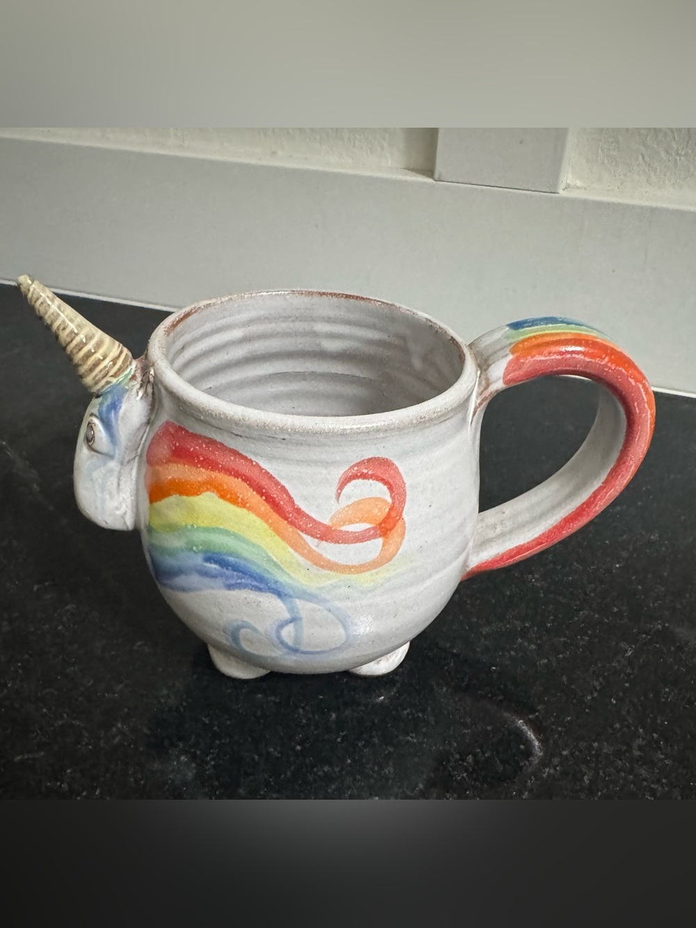 RARE Mudworks USA
Pottery Hand-Thrown
"Elwood" Rainbow
Unicorn Footed Mug